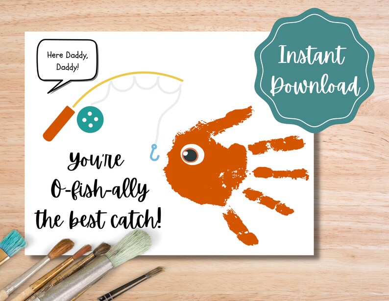 Printable Fish Hand Print Art for Father's Day or Etsy