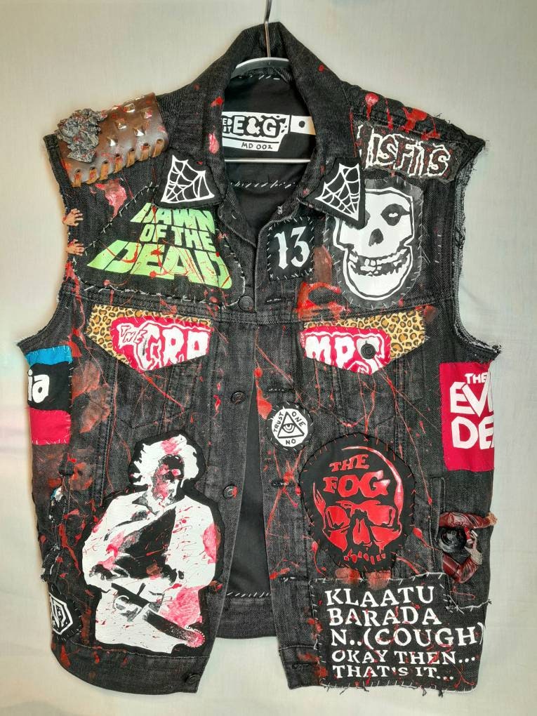Punk Rock Battle Vest Horror Blood Splattered - Men's Levi Punk Rock Battle Vest Horror Blood Splattered - Men's Levi
