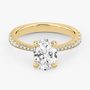 14k Yellow Gold Moissanite Engagement Ring: 2 Ct Oval Solitaire