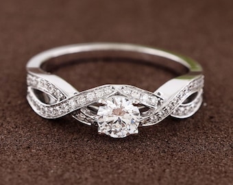 Bypass Diamond Promise Ring | Crisscross Two-Stone Design | 14k Gold | Romantic Bridal, Anniversary, or Engagement Jewelry Gift