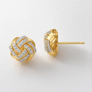 14k Gold Love Knot Diamond Stud Earrings: Hypoallergenic Jewelry