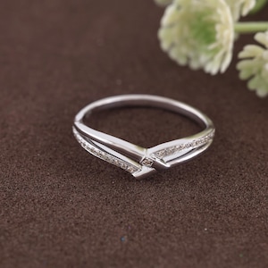 14K Solid Gold Diamond Promise Ring: Dainty Fine Jewelry Gift