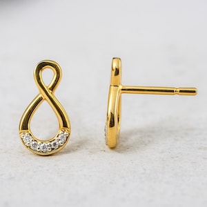 Two-Tone 14K Gold Button Diamond Stud Earrings: Handmade Hypoallergenic Jewelry