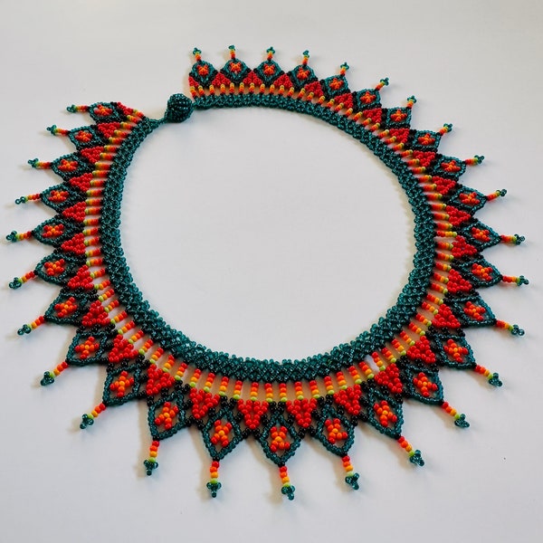 Tetta Colombian Necklace Handmade by Embera Chamí indigenous artisans.