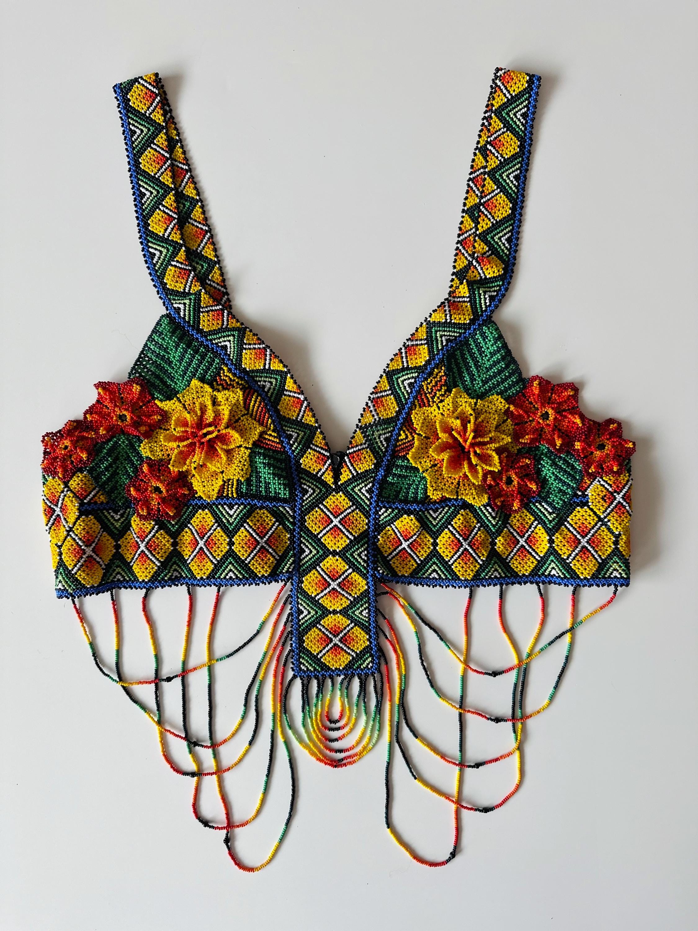 Beaded Crop Top Handmade by Colombian Artisans 3D Flowers - Etsy