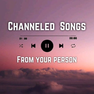 May include: A digital music player screen with the text "Channeled Songs" and "From Your Person". The screen shows a play bar with the time 01:00 and 00:66. The play bar has buttons for shuffle, rewind, pause, fast forward, and repeat.