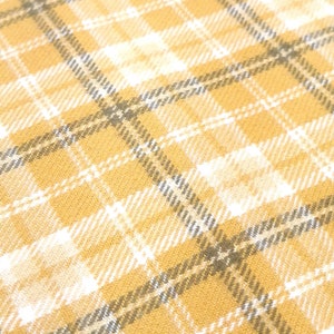 REMNANT Gold & Cream Plaid Cotton Flannel Fabric Marcus Fabrics Primo Plaids R090961