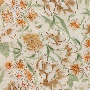 Beige Floral with Orange and Green Quilting Cotton Fabric Kings Road