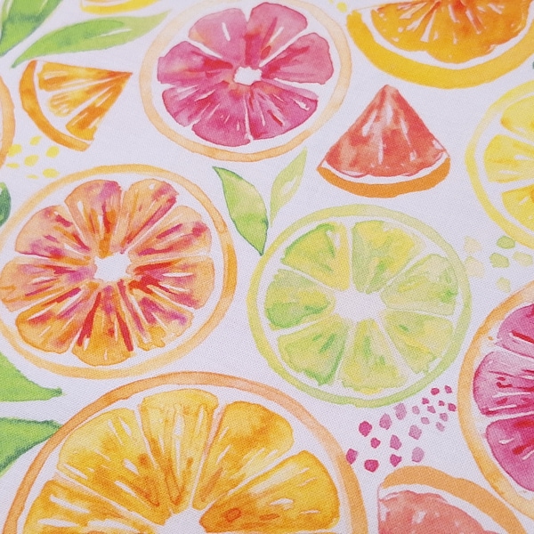 Citrus Slice Orange Lemon Lime Grapefruit Quilting Cotton Fabric Fabri-Quilt Sweet & Sour 12022610 White