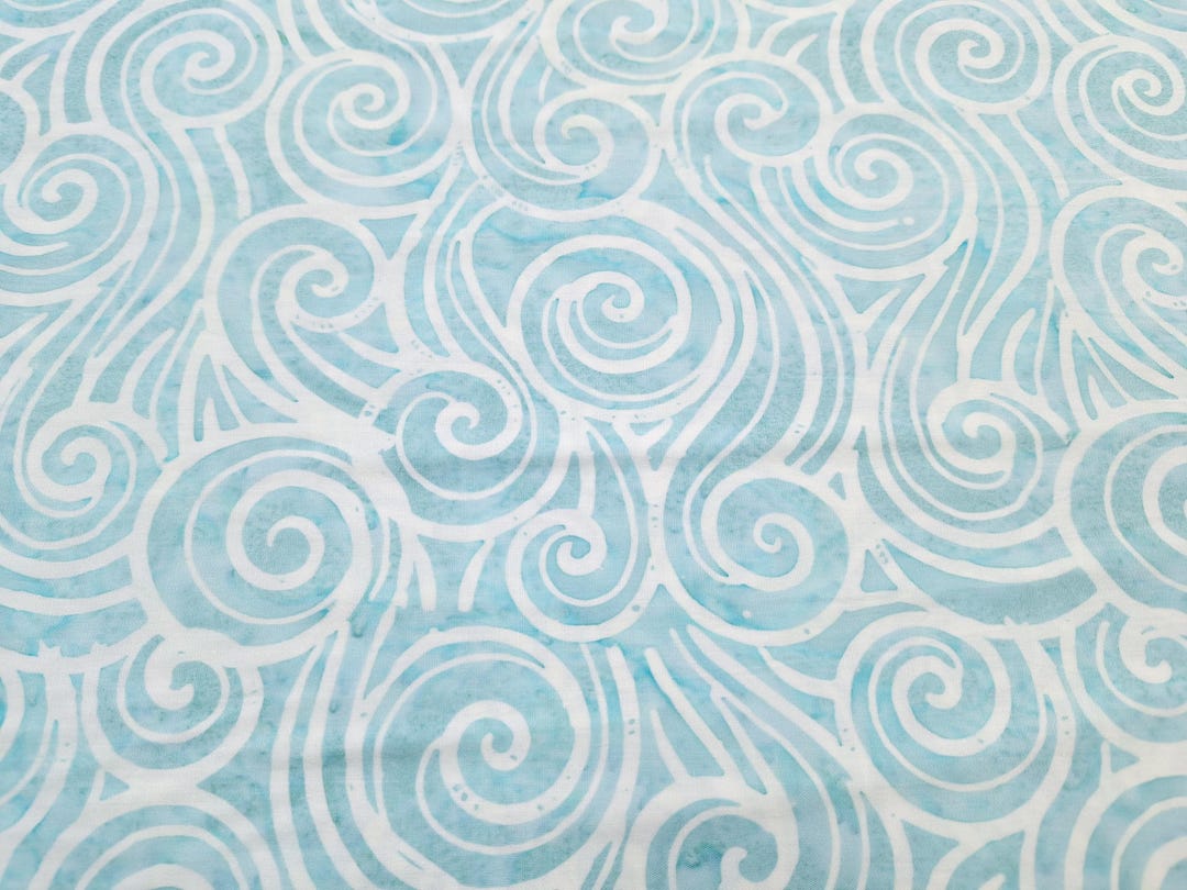 Batik Swirls Aqua Ocean Waves Cotton Fabric Timeless Treasures TONGA ...