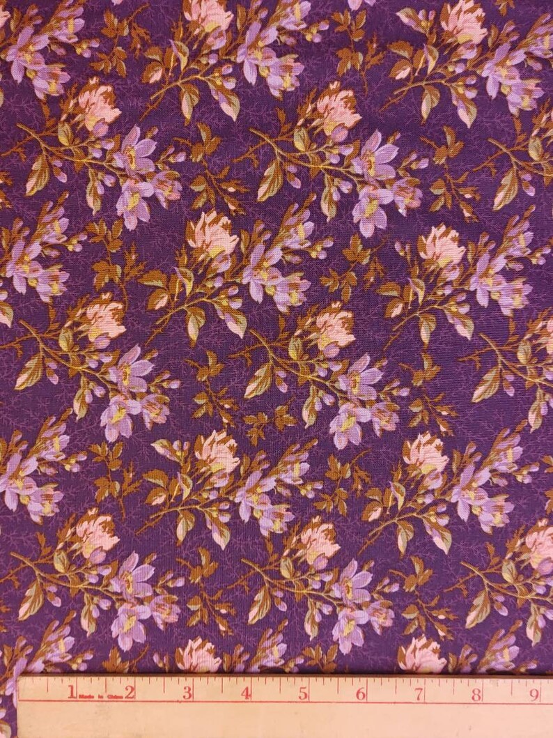 Floral Plum Purple & Lilac Quilting Cotton Fabric - Etsy