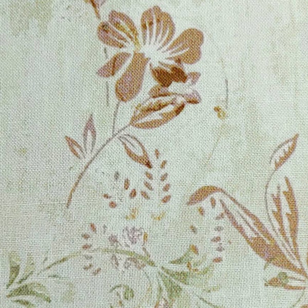 Sage Lavender and Tan on Beige, Desaturated Floral Scrapbook Quilting Cotton Fabric, Galeria Encantada