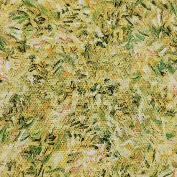 Impressionist Chrtreuse Green Quilting Cotton Fabric Robert Kaufman Claude Monet