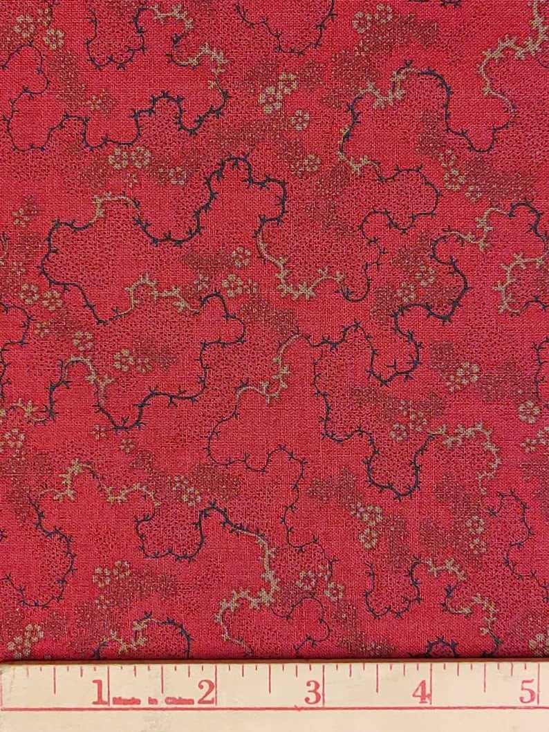 Red Floral Thorny Vines Quilting Cotton Fabric Marcus Fabrics image 2