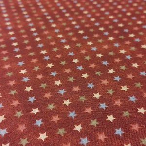 Muted Stars Terracotta Brown Quilting Cotton Fabric Maywood Studio Folk Art Fancies