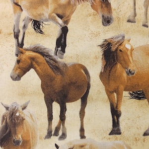 Horses on Tan Quilting Cotton Fabric Wilmington Prints Greener Pastures