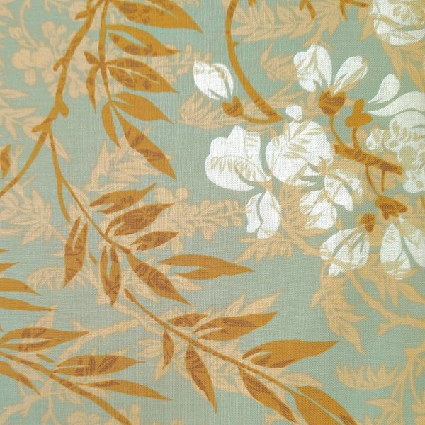 Wisteria Soft Sage Green, Peach, and Brown Quilting Cotton Fabric Blank Quilting BTR5347 Dream Garden
