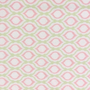 Pink, Green, & White Soft Diamonds Cotton Flannel Fabric