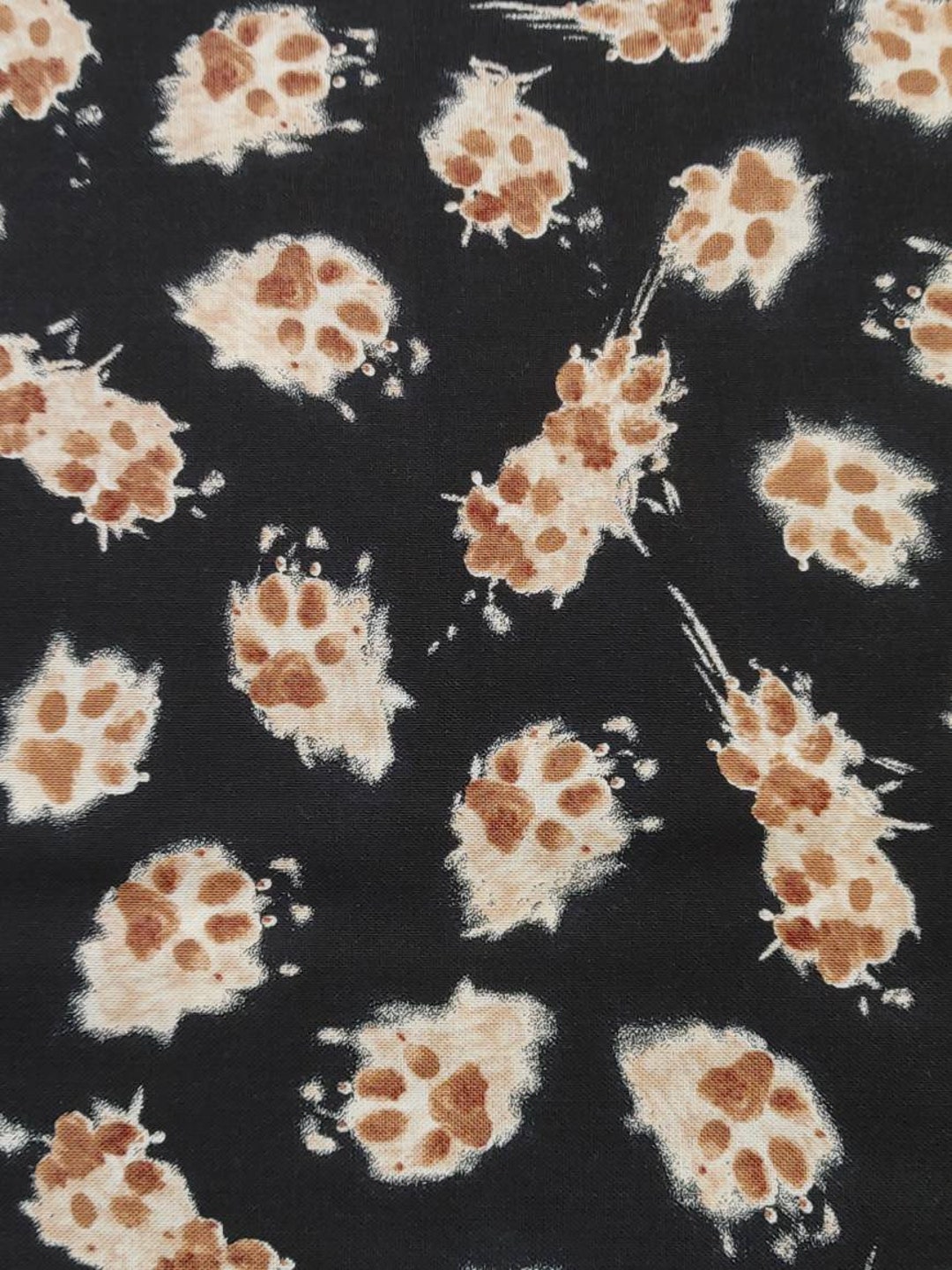 Dirty Paw Prints on Black Quilting Cotton Fabric Dog Prints Etsy