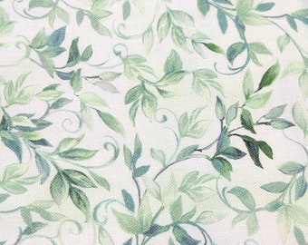 REMNANT Leafy Vines Sage Green Quilting Cotton Fabric DONA-CD2423 GREEN