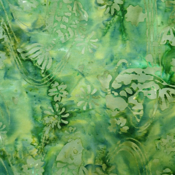 Batik Green Koi Fish Cotton Fabric TransPacific Fabrics LW-19-743