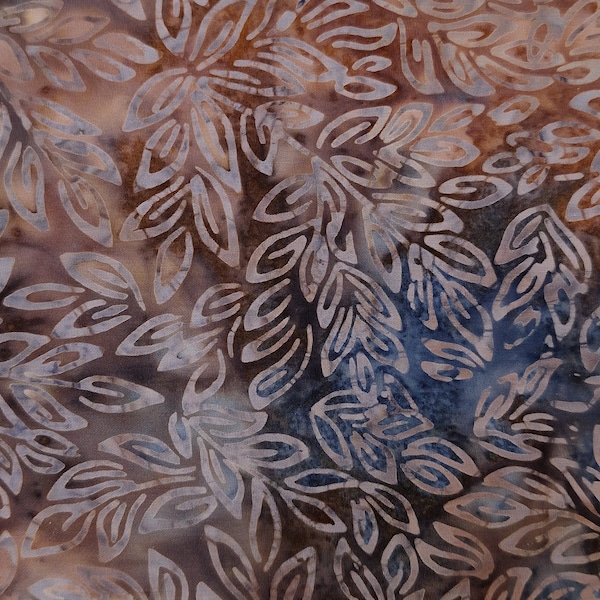 Batik Outlined Leaves Cotton Fabric Timeless Treasures Lakeside TONGA-B1514