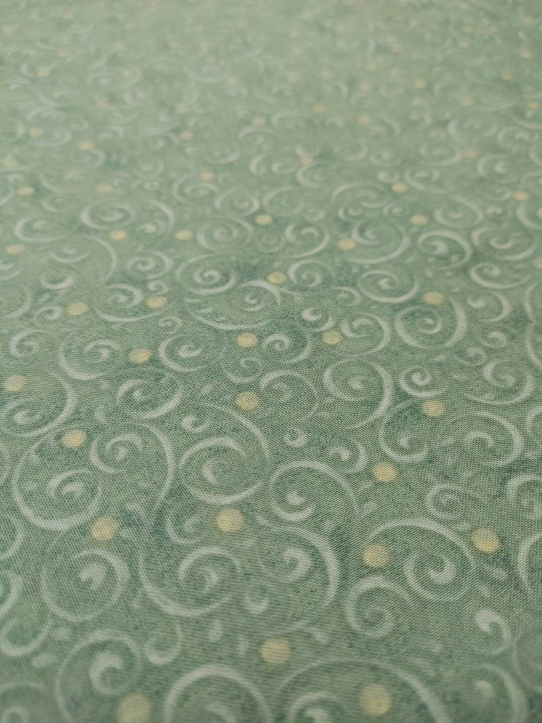Swirls Sage Green Quilting Cotton Fabric Peppermint & Etsy