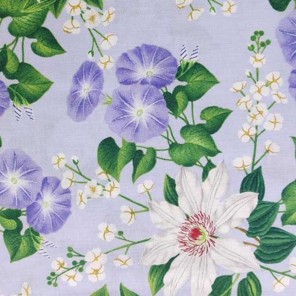 Morning Glory Flowers on Lavender Purple Quilting Cotton Fabric Blank Quilting Flora