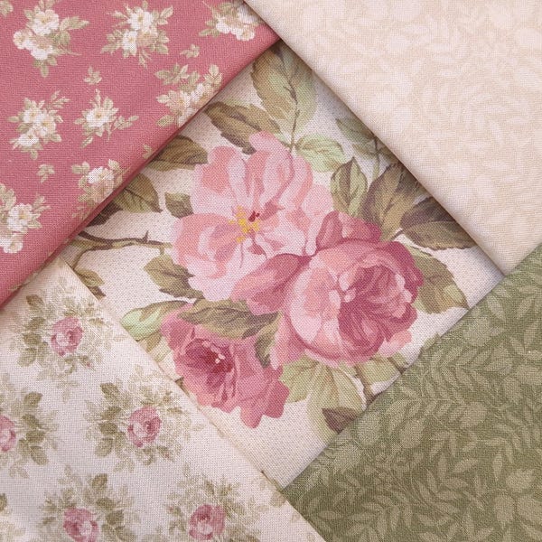 Just Rosey 5 Pack Curated Fat Quarter Bundle Quilting Cotton Fabric