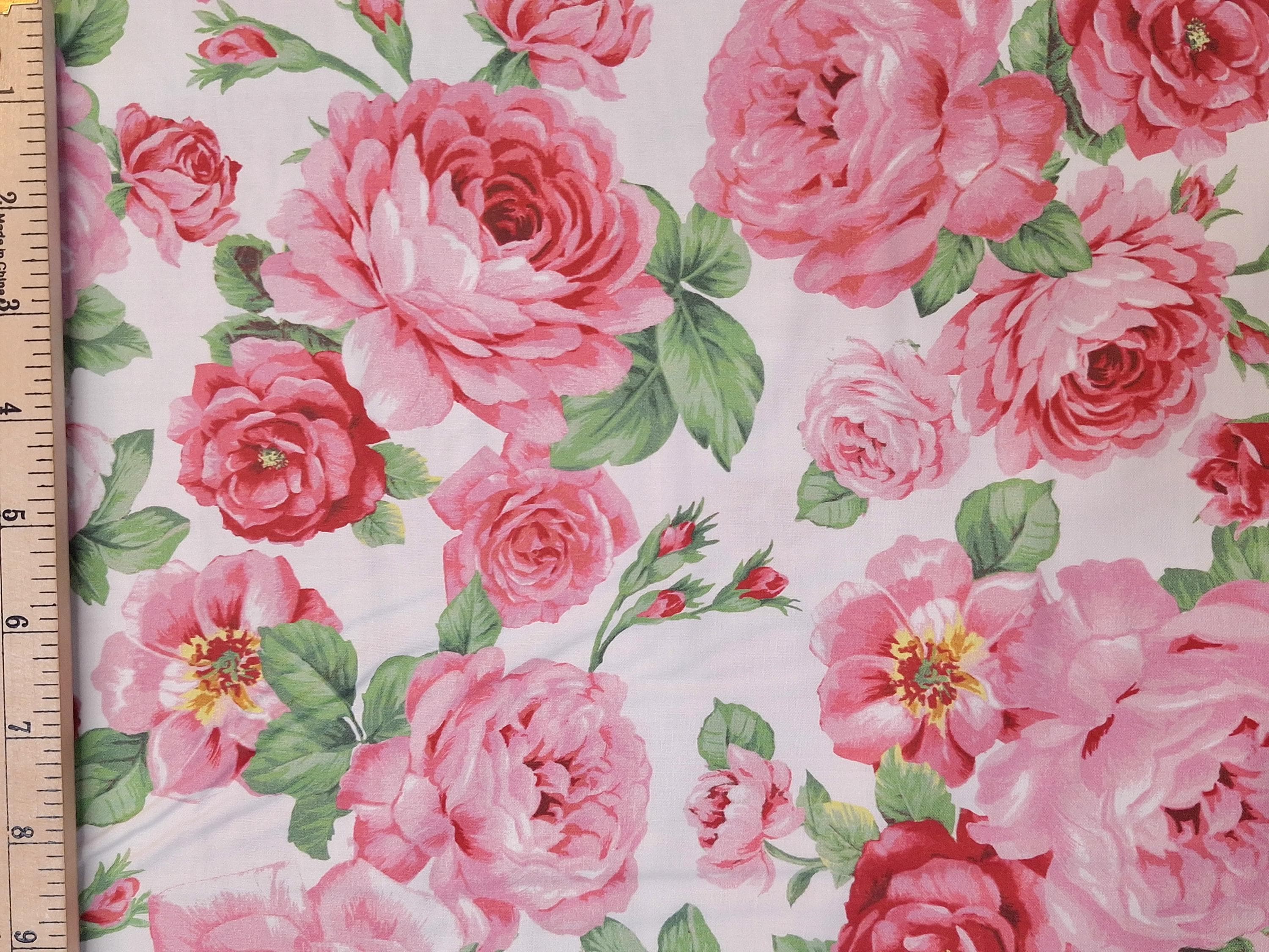 Pink Roses Fabic Pink Roses Quilting Cotton Fabric Fabri-quilt Spring Bouquet 12021572 ...