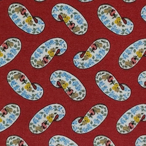 Paisley Blue & Yellow on Red Quilting Cotton Fabric Blank Quilting