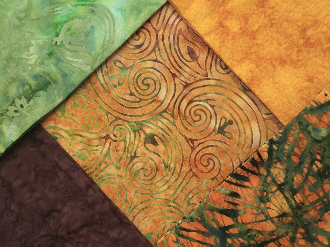 Cotton Batik Pre Cut Fabric Bundles - Fat Quarter - Red to Orange