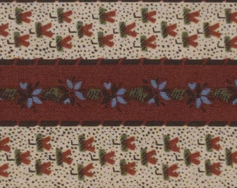 Abstract Floral Stripes Reddish Brown and Cream Quilting Cotton Fabric