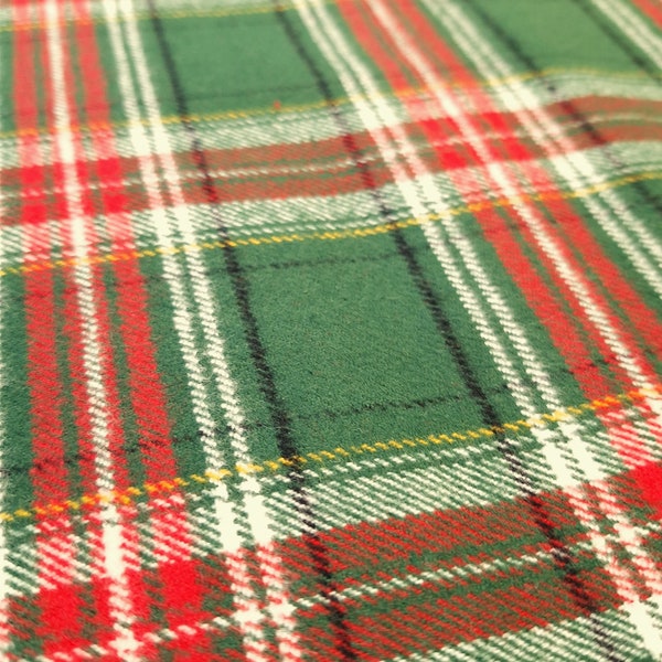 Holiday Christmas Green Red & White Plaid Cotton Flannel Fabric Marcus Fabrics Primo Plaids R091410