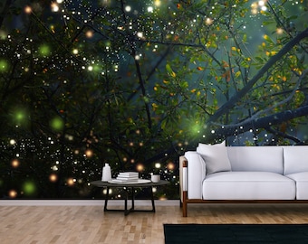 Dark Forest Night Trees Moon Lake Wall Mural Photo Wallpaper GIANT WALL DECOR 