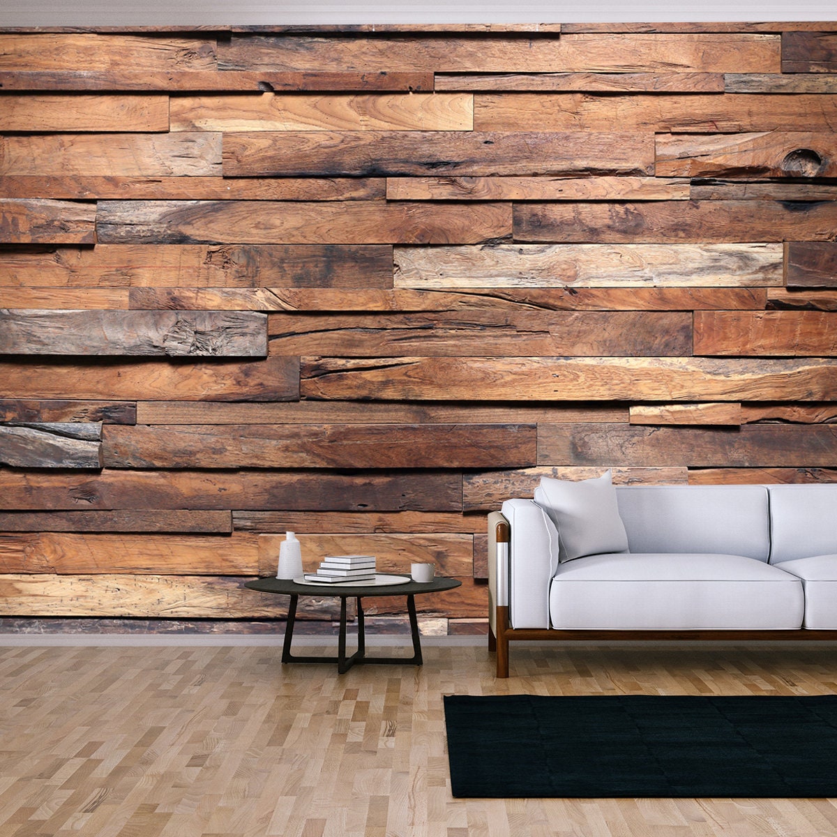 Timber Wood Wall Texture Background Wallpaper Living Room Mural Etsy