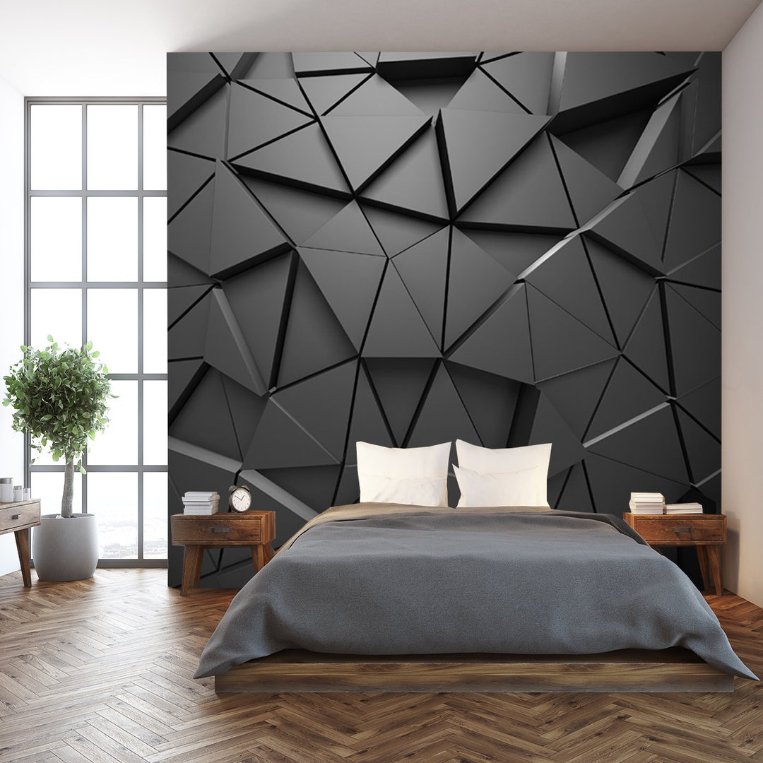 Triangle Polygon Pattern Metallic Wall Background Wallpaper Bedroom ...