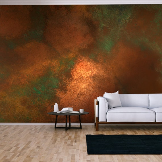 Rinku Green & Copper Wallpaper
