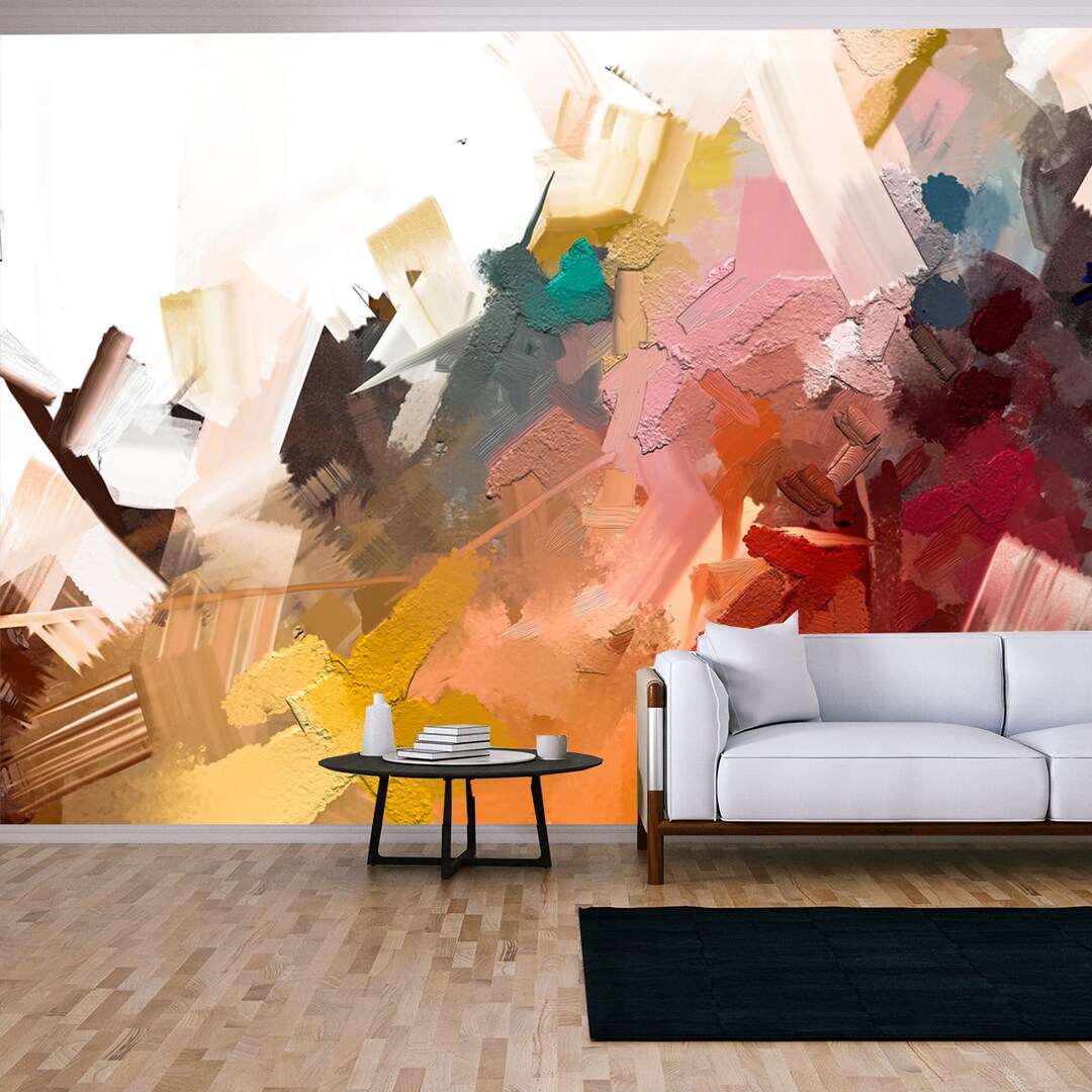 Abstract Colorful Oil Painting on Canvas Texture. Hand Drawn Brush ...