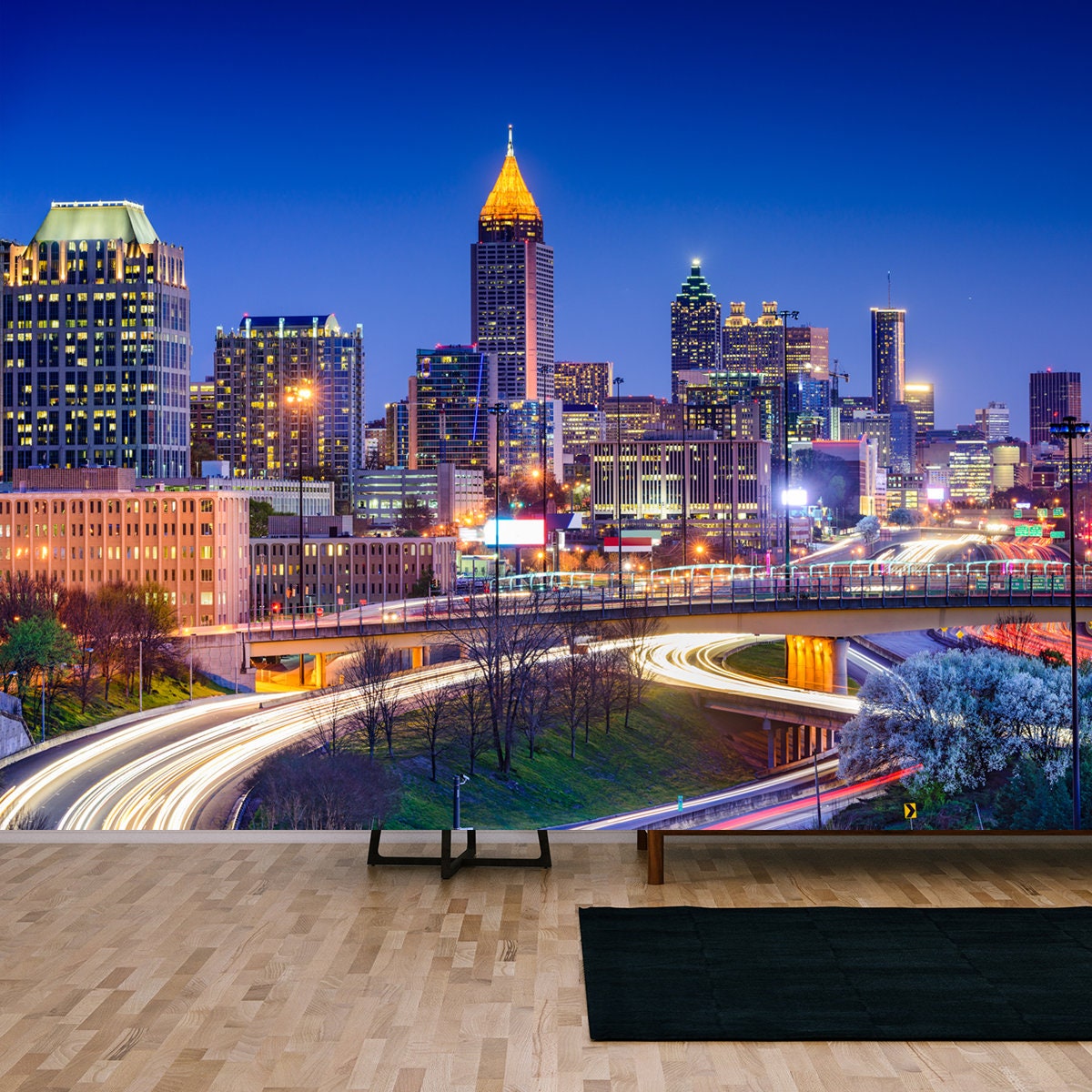 Atlanta, Georgia, USA Downtown Skyline Wallpaper Living Room Mural - Etsy