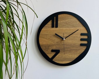 Modern Wood Wall Clock, Unique Wall Clock, Minimalist Wall Clock, Silent Mechanism, Home Decor, Office Wall Clock, Housewarming Gift
