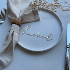 Personalised Wedding Name Place Cards, Gold Laser Cut Place Setting, Custom Wooden Guest Seating, Mirror Wedding Table Decor, Seating Chart