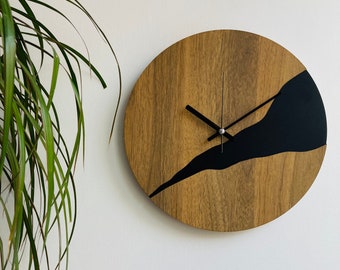 Modern Wood Wall Clock, Unique Wall Clock, Minimalist Wall Clock, Silent Mechanism, Home Decor, Office Wall Clock, Housewarming Gift