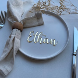 Personalised Wedding Name Place Cards, Gold Laser Cut Place Setting, Custom Wooden Guest Seating, Mirror Wedding Table Decor, Seating Chart