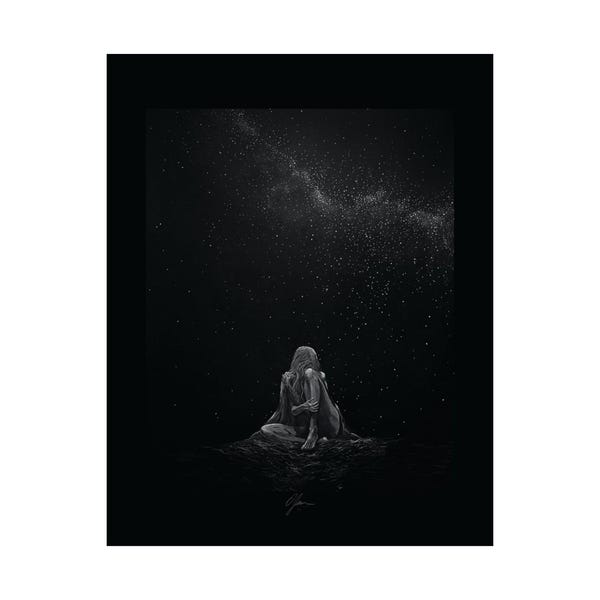 High Lady Art Print: Fantasy Bookish Decor, Black and White Glicee