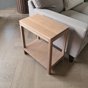 Handmade White Oak Narrow Side Table | Two-Tier Design