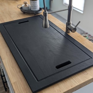 Wooden Sink Cover, Large Sink Cover, Gift For Her, Free Shipping, Cutting Board Sink Cover, Black Sink Cover, Modern Kitchen Decor, Hardwood