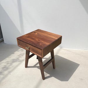 Solid Black Walnut End Table, Solid Walnut Night Stand, Side Table With Drawer, Walnut Night Stands, Minimalist Furniture, Solid Wood, MCM