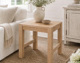 Solid White Oak Side Table | Modern Farmhouse End Table | Handmade Oak Accent Table | Minimalist Nightstand