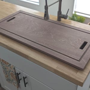 Wooden Sink Cover,Handmade Large Sink Cover,Gift For Mom,Wine Barrel Stain,Cutting Board Sink Cover,Farmhouse Kitchen,Modern Kitchen Decor
